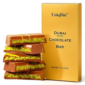 Dubai Chocolate Bar Pistachio, Crunchy Loaded Viral Knafeh Chocolate Bar with Pistachio Cream and Kataifi (7 Ounces)