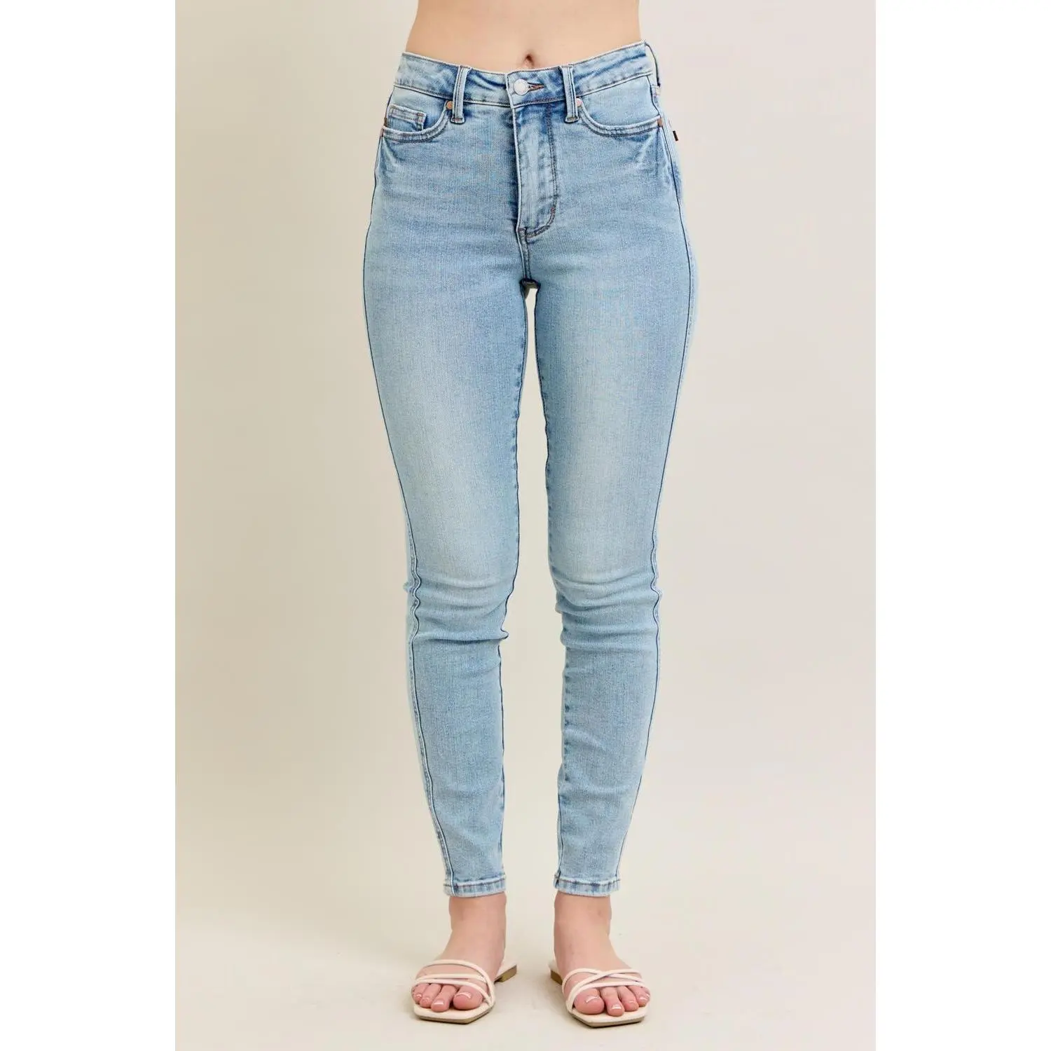 Judy Blue Mid Rise Tummy Control Vintage Wash Skinny Denim Jeans 88980 Pants Stretchy, Spandex, Cotton, Smooth, Everyday, Soft, Bottoms, Mid Rise Jeans, Tummy Control Jeans