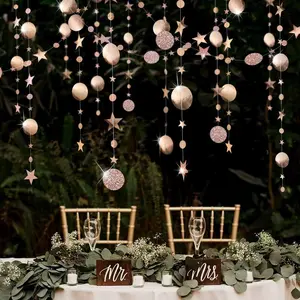 Twinkle Star Garland Champagne  Party Decorations Stars Banner Ceiling Hanging Decor Streamer Backdrop for Birthday  Shower Christmas  Year Eve Starry Night Theme Party Supplies