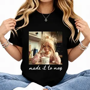 Comfort Colors Last Day of School Teacher Doll Face Meme Shirt, Funny End of Year Graphic Tee, "Made It to May" Summer Break T-Shirt for Teachers,summervibes