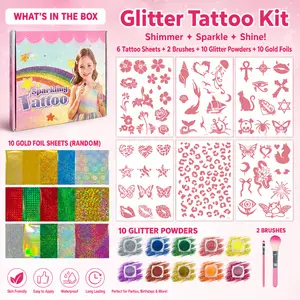 [Summervibes] Glitter Temporary Tattoos for Aloha Party Decoration - 6PCS Sheets Glitter Summer Tattoos for Kids & Women, Hawaiian Party Favors, Summer Party Decorations, Summervibes Party Gifts,Festive gift