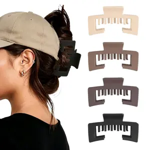 4pcs Creative Baseball Cap Hair Clips, Adjustable Matte Solid Rectangle Hat Claw Clips, Hair Claws Set, Non-Slip Secure, Ideal Gift for Women & Girls