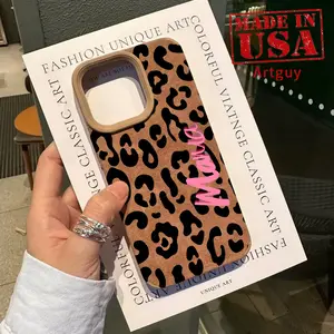 Leopard Mama Pattern Luxury Matte Lambskin Faux Leather Phone Case Soft Case for iPhone 16 15 14 Pro Max 13 12 11 XR XS Plus Shockproof Drop Protection Rugged Durable Silicone Cover