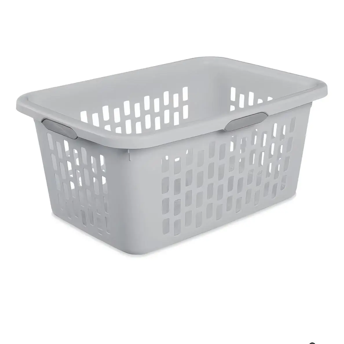 Laundry Basket - Gray Plastic Storage Bin with Handles for Clothes Organization and Sorting