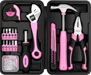 PCS Pink Tool Set Household DIY Tool Kit for Women with Storage Toolbox, Small Compact Hand Tool Box Set for Home Use, DIY, Apartment, Office & Home Repair