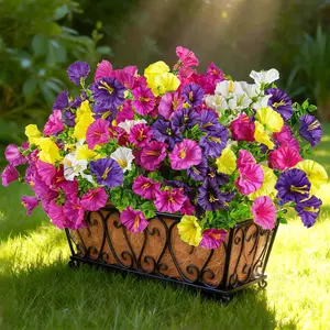 Der Rose 12 Bundles Artificial Petunias Flowers for Outdoors UV Resistant Spring Fake Morning Glory Flowers with Trumpet Blooms for Window Box Planter Filler Porch Patio Fence Decor