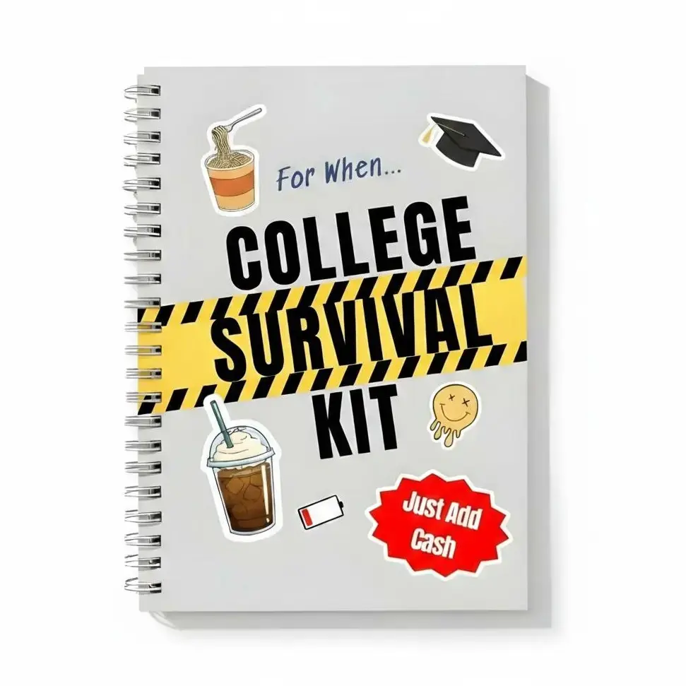 "For When.." College Survival Kit Gift Card Book - Funny 2026 Graduation Gift for Student, A5 Dorm Essentials with Interactive Design, Personal Touch, Coffee & Food Extras (High School Seniors)