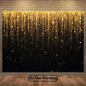 2D Plane - 1 piece, a 2D plane banner with a golden drip background, perfect for celebrations such as New Year, weddings or birthdays. Made of polyester, this photography backdrop fabric is available in various sizes.