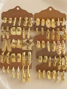 Elegant Geometric Earrings Set, Ccb Eco-Friendly Plastic, Non-Tarnish, Multiple Sets Available, Perfect Gift for Women