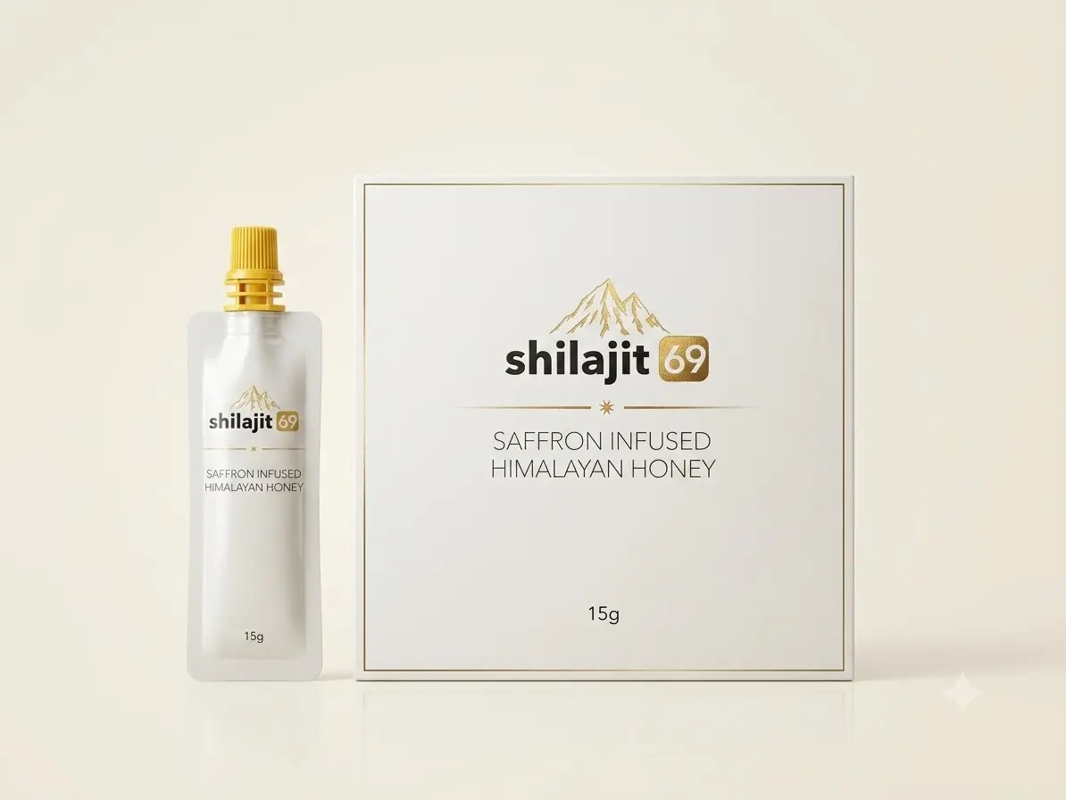 Shilajit69 Herbal Honey Tube – Premium Single-Serve Honey Sachets with Shilajit, Panax Ginseng, Tongkat Ali, Maca & Saffron