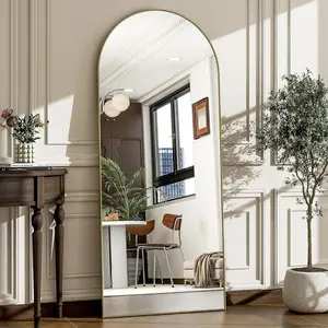 57" x 20" Arched Full Length Mirror - Wall Mounted/Mirror Aluminum Alloy Frame Full Body Mirrors for Living Room Bedroom and Entryway,Gold