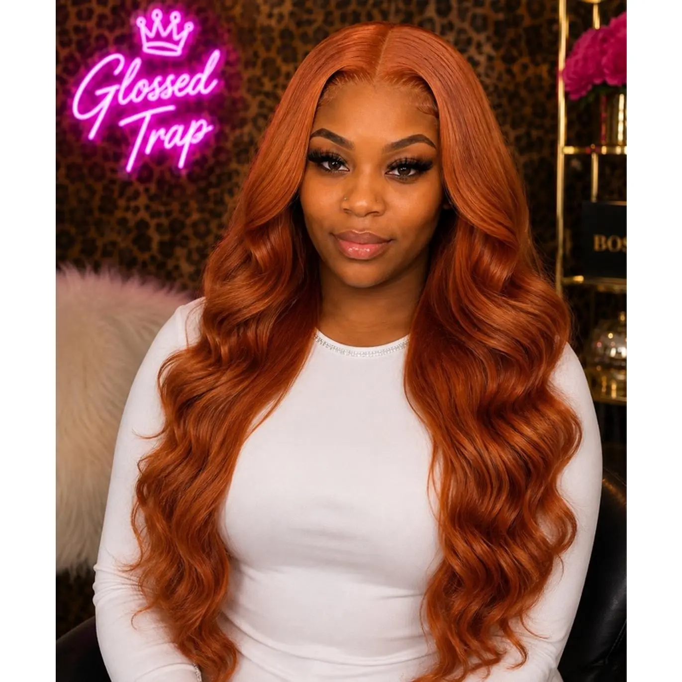 Glossed Trap Ginger Baddie 26" 180% Density Body Wave Not Styled Hair Extension