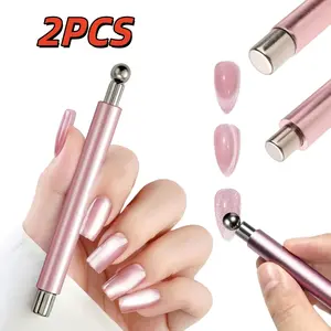 Nail Art Pen & Brush Double-Headed, 3D Cat Eye Effect Tool with Steel Ball Tip, Odorless Magnet, Instant Smudge-Free Design, for Salon & Home DIY, False Nails, Short/Long Manicure/Pedicure, No Lamp Required