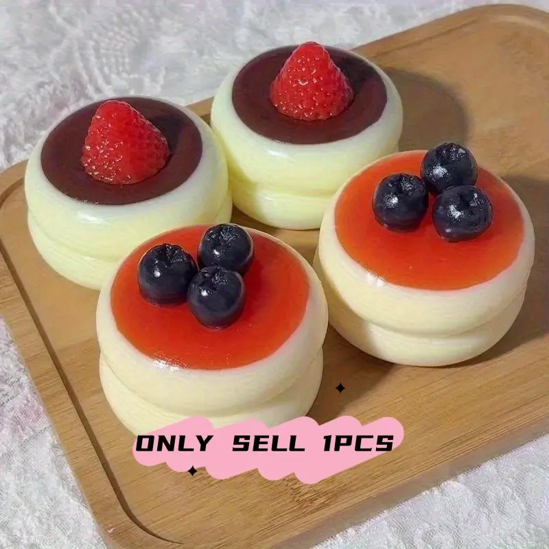 Strawberry and Blueberry Cake, Dessert - With realistic design and slow-rebound texture, perfect gift for girls and children's room decoration for birthdays and Christmas. Soft toy with fun design and smooth texture