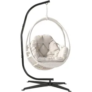 Hammock Chair Stand C-Stand for Hanging Swing Chair Indoor/Outdoor – Heavy Duty Steel Frame, 330LBS Capacity, Black (Stand Only)-TK