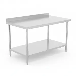 Worktable with Undershelf - Heavy Duty Stainless Steel Folding Table with Adjusting Foot, 48 x 30in Stainless Steel Table with Metal Adjusting Foot for Kitchen