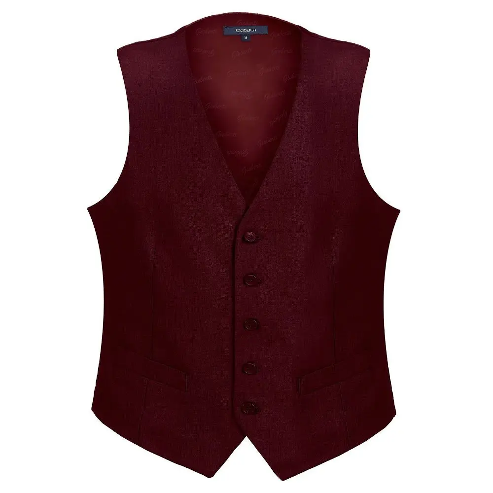GIOBERTI Men's Formal Solid Suit Vest, Woven Polyester Blend with Adjustable Back for Prom, Graduation & School Functions