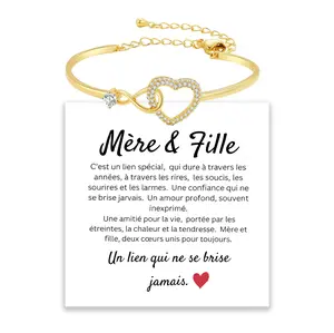 Heart-shaped cubic zirconia infinity symbol bracelet, dedicated to my beautiful daughter, with a message card, a holiday gift (from mother to daughter).