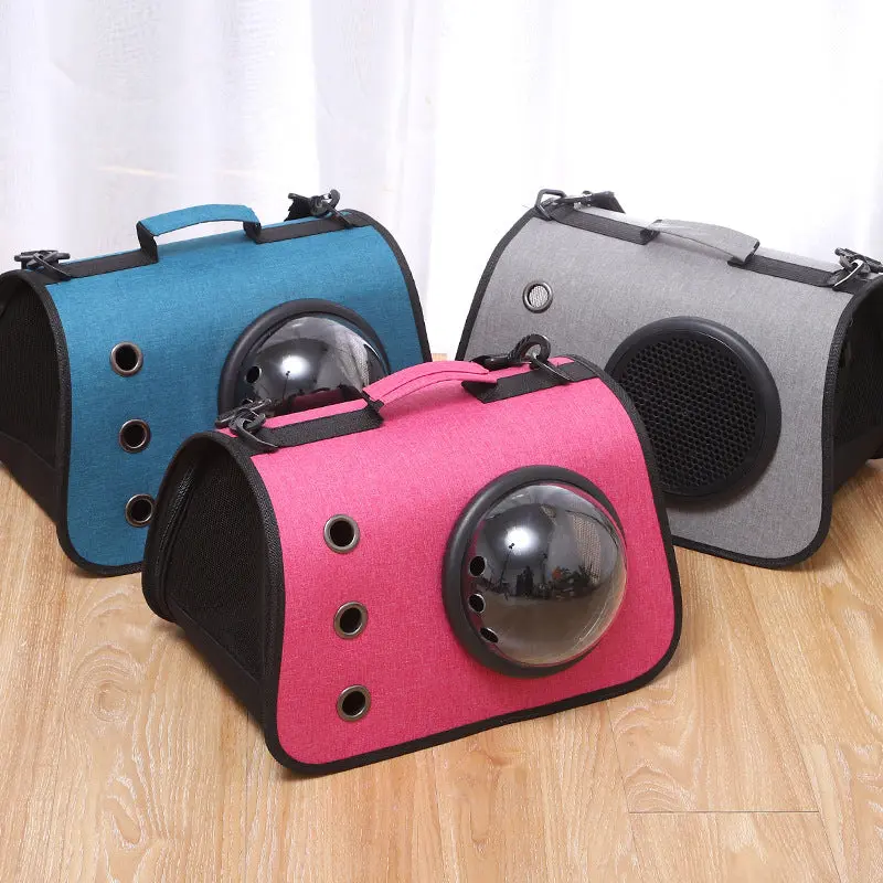 Foldable Linen Pet Backpack with Breathable Mesh