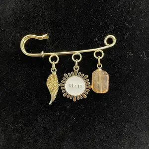 11:11 Safety pin brooch with citrine charm