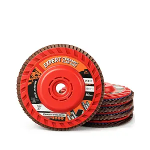 Expert Ceramic Flap Disc 4 1/2 for Angle , 40 Grit Type 27 Flap Sanding Disc, High Density Trimmable Grinding Wheels for Stainless Steel, Sheet Metal (5 Pack)