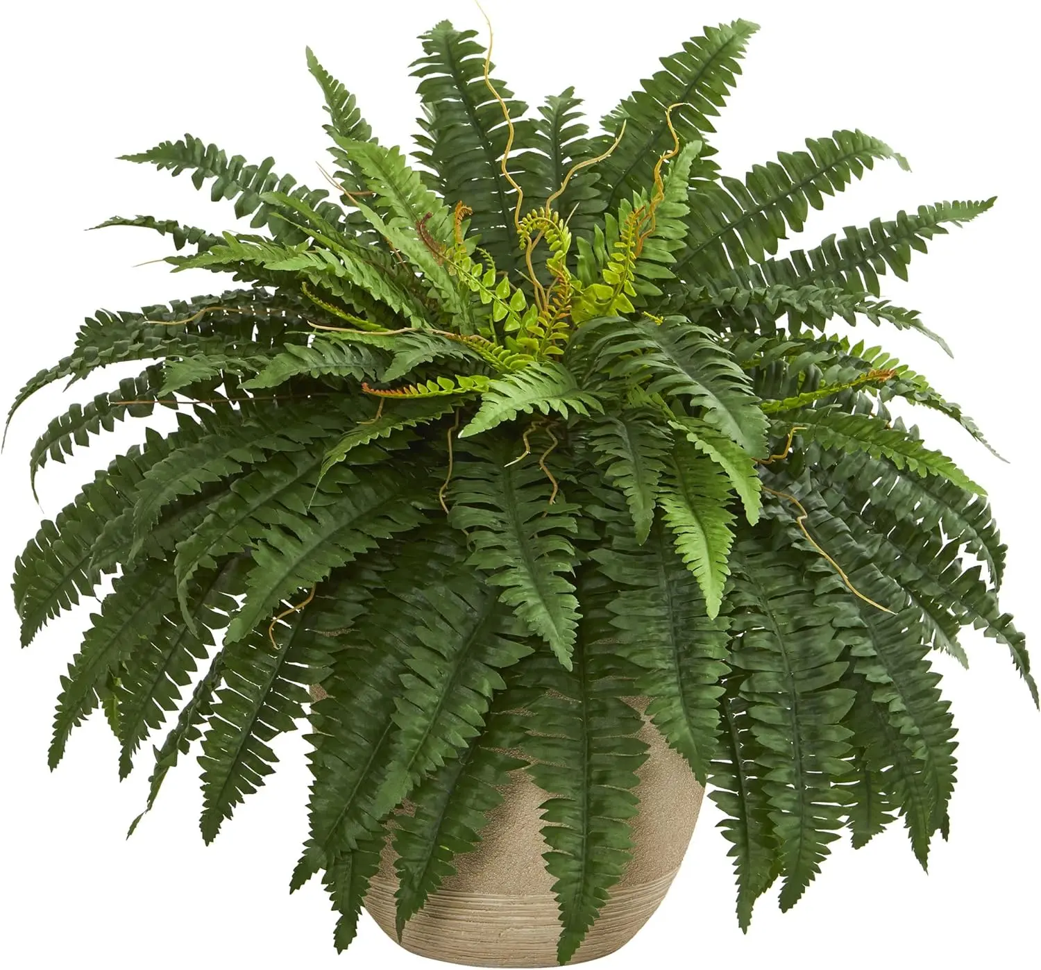 2 Count Artificial Bosto Fern Plants Outdoor with 38 Branches, No Includes Flowerpot, UV Resistant Summer Vibes Faux Greenery For Outdoor Patio Garden Home Decor,Realistic Hanging Fern Full & Lush Needs expansion