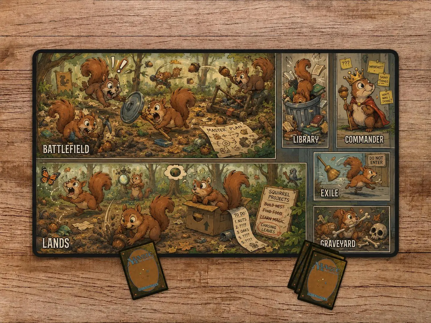 Squirrel Trash MTG Playmat Anime Play Mat With Card Zones TCG, Deskmat & Mousepad
