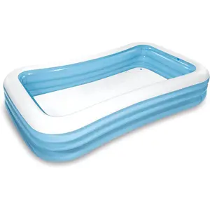 Inflatable Family Pool: 277 Gallon Capacity, 120" x 72" x 22", Swim Center, Blue - Backyard Outdoor Blow-Up Swimming & Wading Pool for Kids Ages 6+