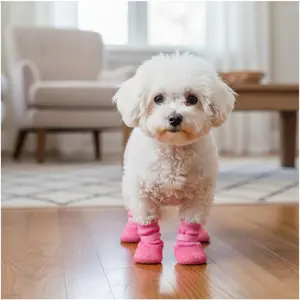 4 Pcs Dog Boots Set - Sporty Protective Gear, Anti-Slip Soft Sole, Waterproof Coating, Grip for Shiba Inu/Poodle Daily & Rainy Day Use