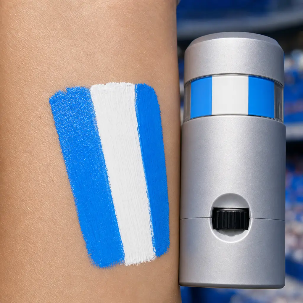 Argentina Flag Cosmetic Face Paint Stick - Pastel Blue, White, Blue, Lightweight Water-Based, Easy to Apply & Washable for Independence Day, Rugby Cheering, Football Fans