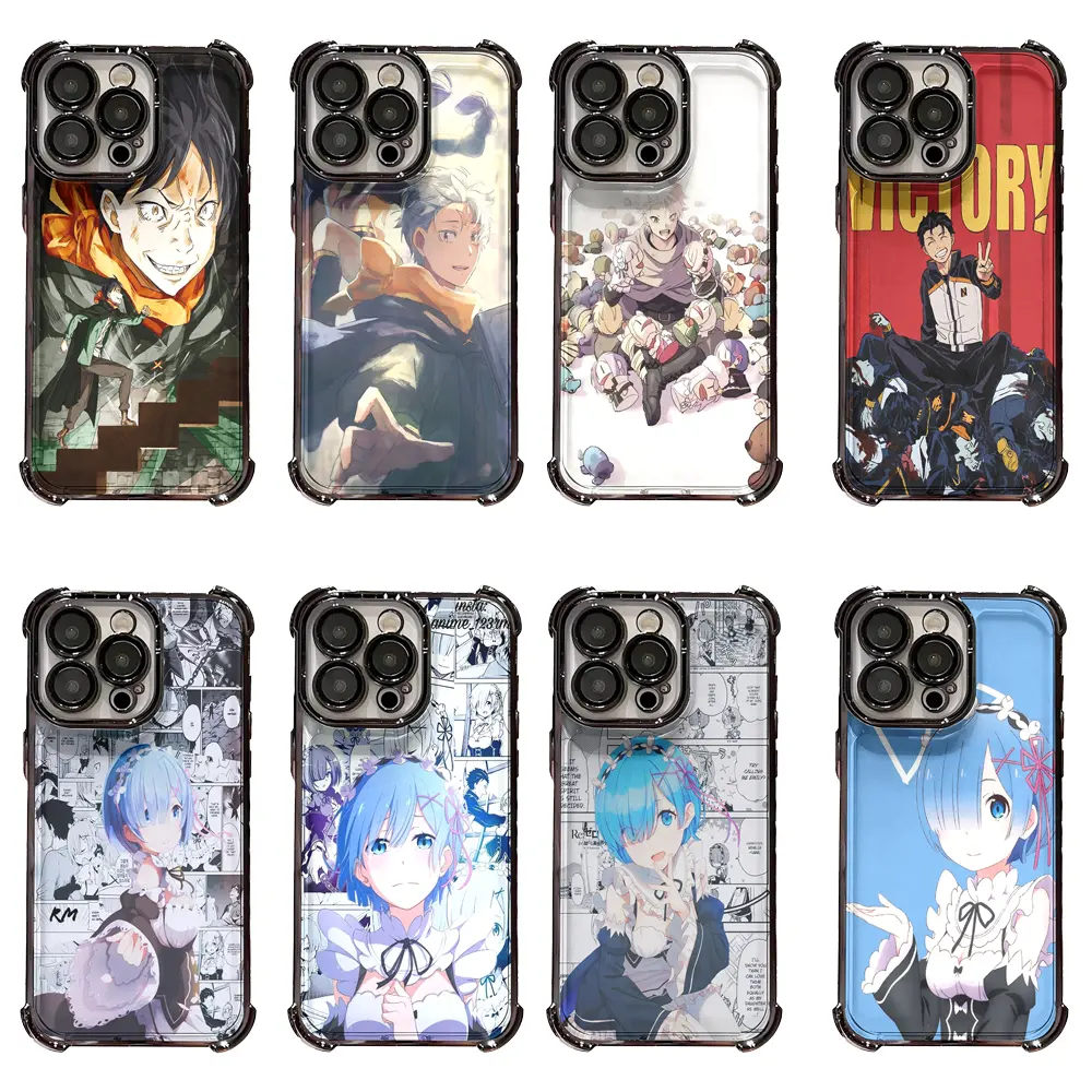 Anime Collage Re:0 Subaru Natsuki Protective Cellphone Casing, Durable, Sturdy, Transparent Electroplate TPU Cover for iPhone 11-17 Pro Max, Samsung S23-S26 Ultra, Shockproof, Dustproof, Scratch Resistant, Gift for Anime Fans