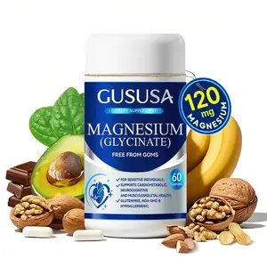 GUSUSA Magnesium Glycinate Supplement - Hot Selling, Supports Sleep Relaxation & Muscle Recovery, Boosts Heart Metabolism & Neurocognition, Enhances Vitamin Absorption, Ideal for Office Workers Athletes Night Owls, 60 Capsules