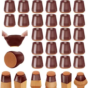 36Pcs Brown Silicone Chair Leg Floor Protectors,Floor Protectors for Chairs,Rubber Chair Leg Protectors for Hardwood Floors,Chair Leg Caps Chair Leg Covers for Wooden Floors(Brown, XSmall)