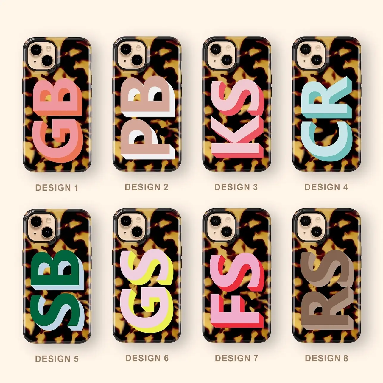 Phone 17 Case Personalized Initial Tortoise Pattern Phone 17 Pro Case, Phone 17 Pro Max Case Phone 11 12 XS XR Cover