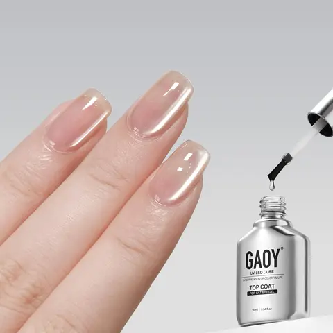 GAOY Crystal Top Coat Specialized for Cat Eye Gel, Easily Enhances Cat Eye Effect, High Gloss for Long Lasting UV Nail Art, 16ml