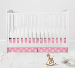 Bacati Pin Dots Crib Skirt Dust Ruffle - Pink