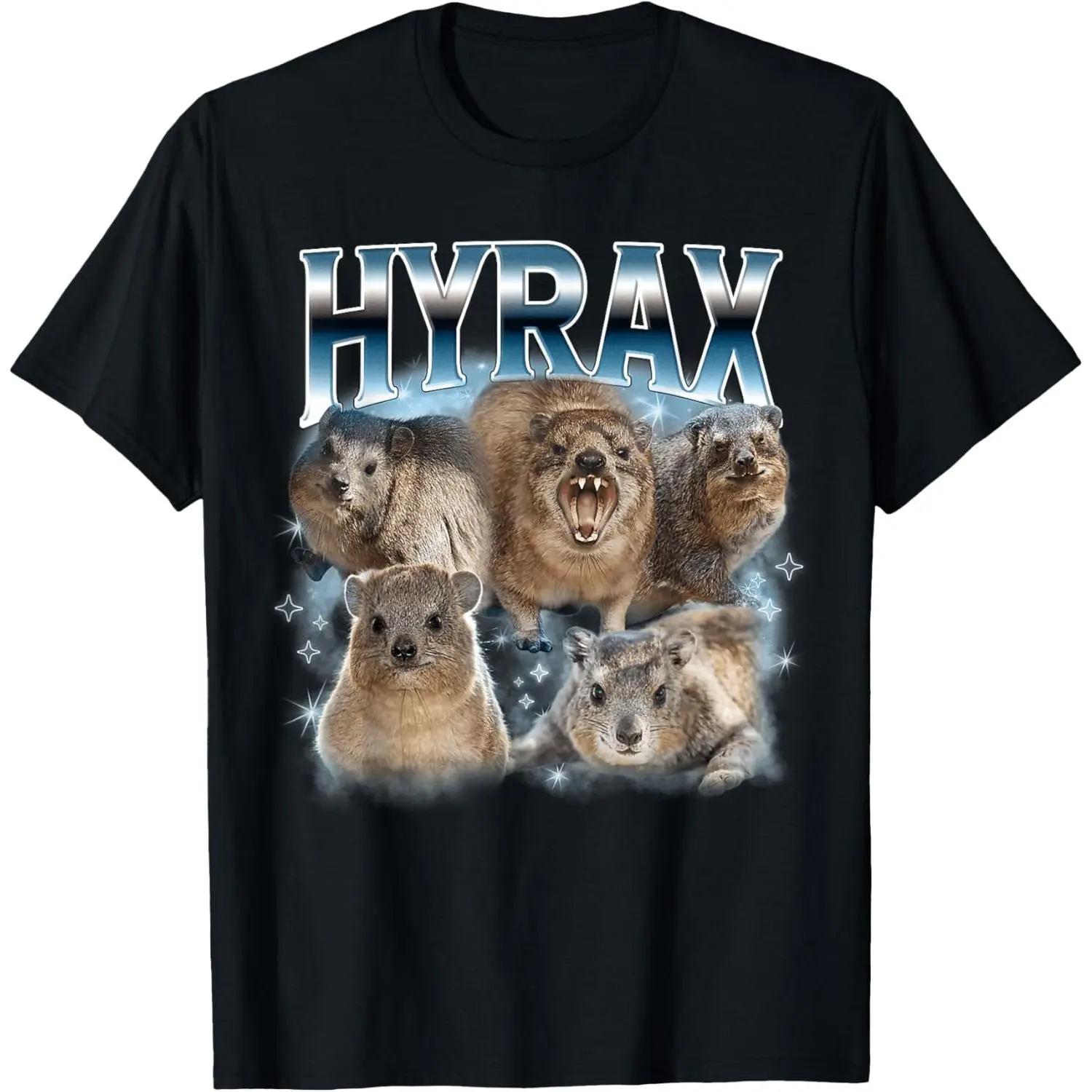 Hyrax Meme T-Shirt, Unisex Vintage Graphic Short Sleeve Round Neck Simple Casual Tops for Daily Wear, Shortsleeve, Clothes, Menswear, Vintage Theme, Graphic Print, Easy Wash, Elastic Fabric, All Seasons