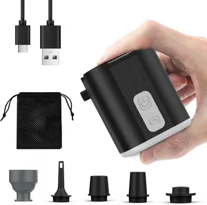 【SummerVibes】Portable Mini Air Pump for Air Mattress & Pool Floats, Fast Inflate & Deflate Camping Pump with 450LM-LED Light, 3.7V-1600 mAh, Rechargeable Travel Pump, summe, park, BBQ, beach, TYPE-C Charging