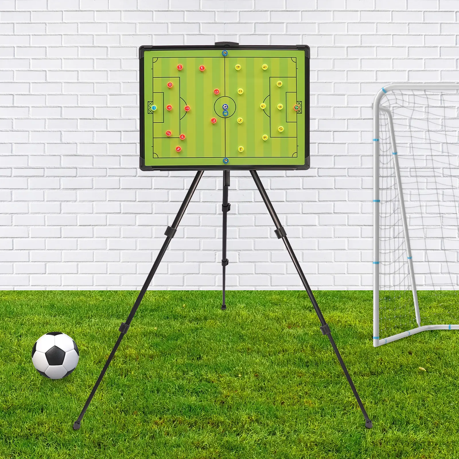 CNCEST Portable Magnetic Soccer Tactics Coaching Display Board with Tripod, 23.6x17.7in, 26 Magnets, Marker, Sports Training Accessory