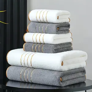 6-Piece Striped Bath Towel Set, High Absorbency Quick Dry, Reusable, Ideal for Home, Hotel, Gym, Parties, Gifts