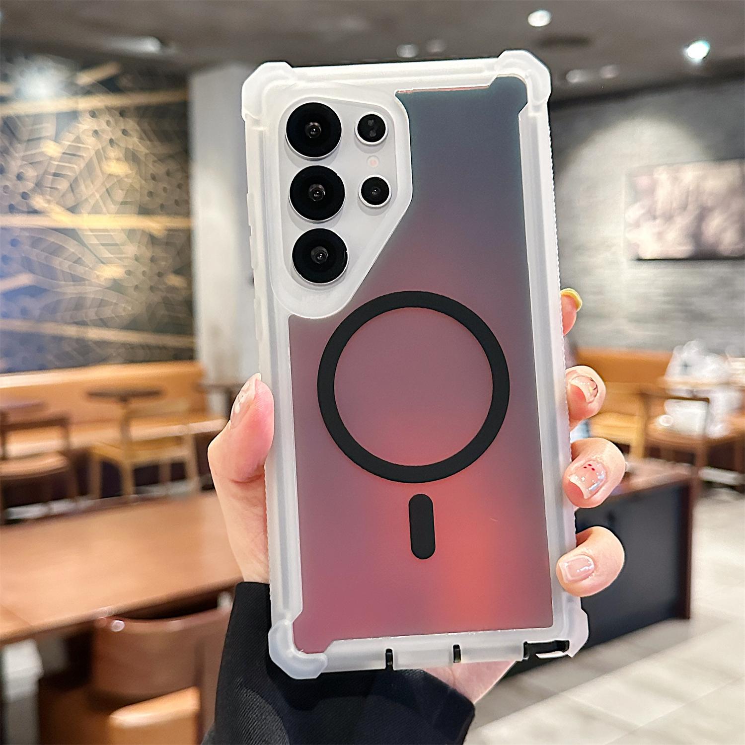 Laser Fluorescent Colorful Phone Case, Shockproof MagSafe Magnetic Anti-Scratch Drop Protection Cover for Samsung Galaxy S26 S25 Ultra Plus S24 S23 S22 Ultra