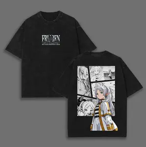 Retro Vintage Limited Edition Frieren - Beyond Journey's End Anime Double Printed Oversize Lightweight Acid Washed Graphic Tee Gift For T-Shirt Top Unisex couple T-shirts