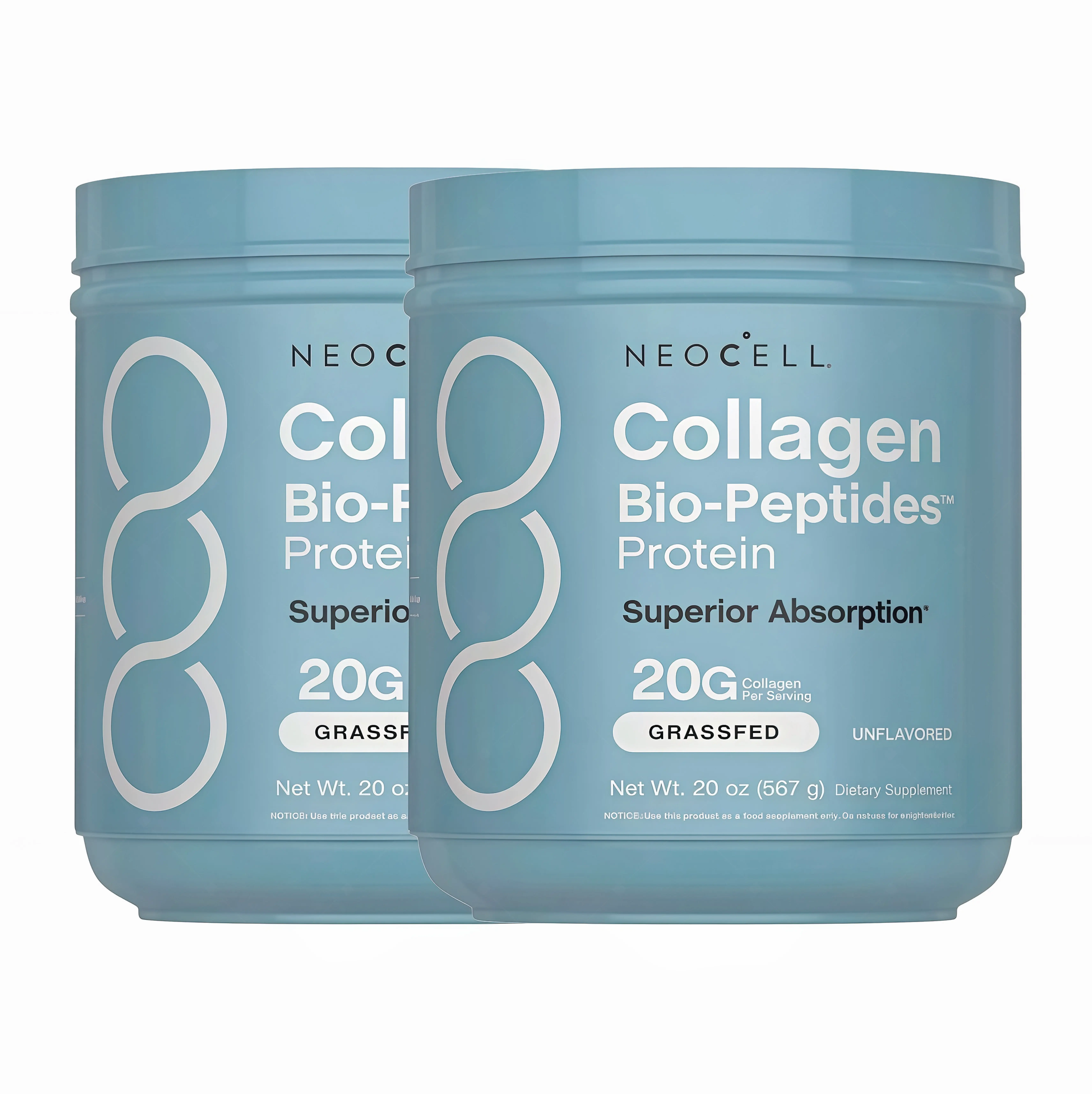 2 Pack NeoCell Collagen Peptides Powder 20oz - Grassfed Protein Supplement DS- Advanced with 18 Essential Amino Acids