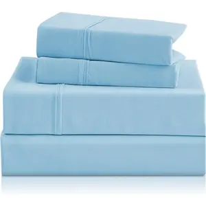 Holtel Luxury Twin Sheet Set - 3 Piece Soft Microfiber Sheets for Twin Size Bed, 16" Deep Pocket Easy Care Wrinkle Free Cooling Bedding Sheet and Pillowcase Set, Sky Blue