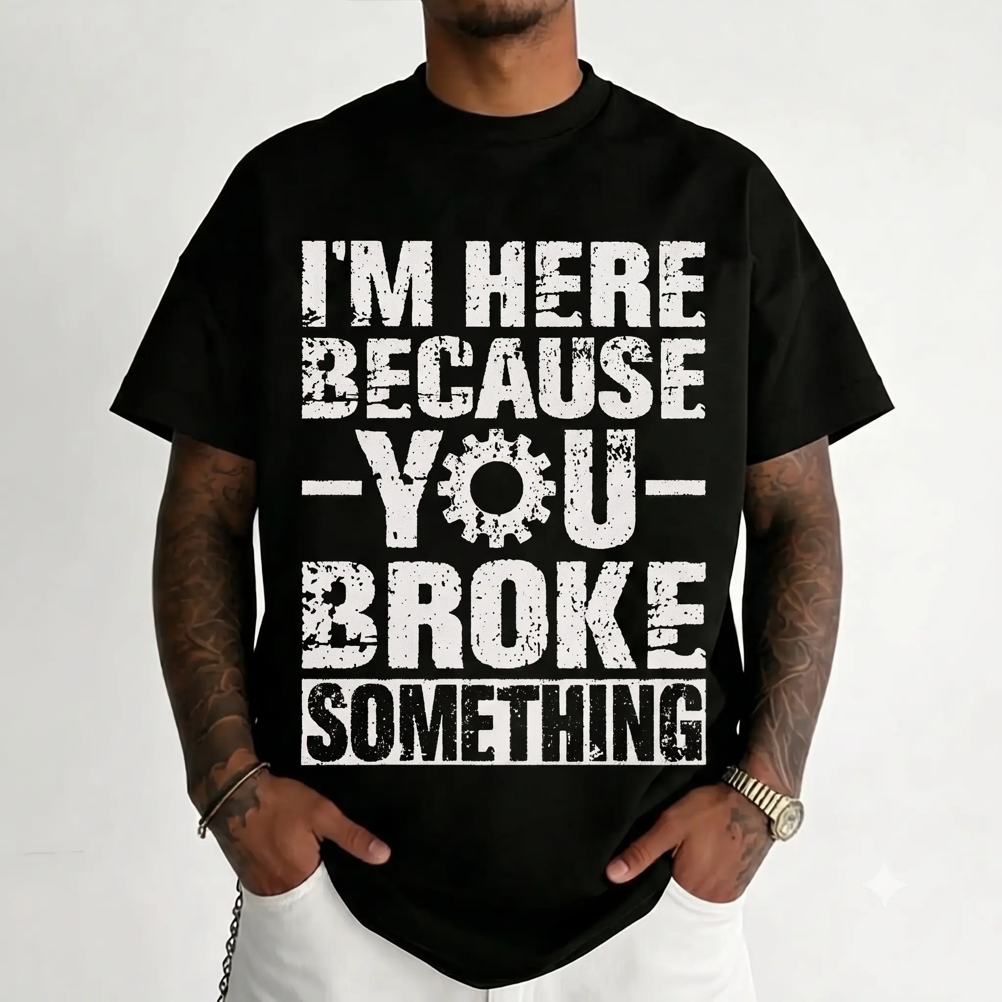 Men's Funny Shirt Electrician Mechanic Engineer Plumber Shirt Father's Day Gifts Humorous Shirts For Men Him Dad Grandpa