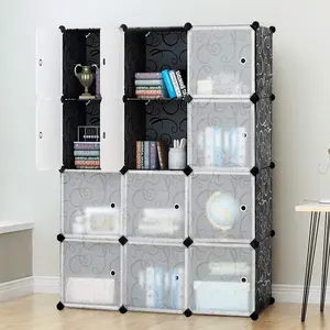Tangkula DIY Storage Cubes, Portable Clothes Closet Wardrobe Cabinet Bedroom Armoire DIY Storage Organizer Closet (12 Cubes)