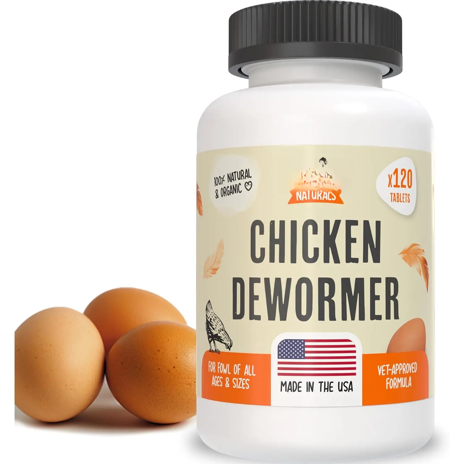 Naturals De-Wormer for Chickens | 120 Count | All- Formula | -Made Chicken Wormer, Poultry De-Wormer | Chicken  Supplies to  and  from Worms