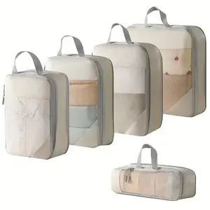 5 Set Compression Packing Cubes for Travel Lightweight Vacation Travel Essentials Travel Additions for Suitcase Organizer Bags Set Durable Luggage Organizer Travel Bags