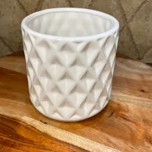 White Quilted ceramic planter