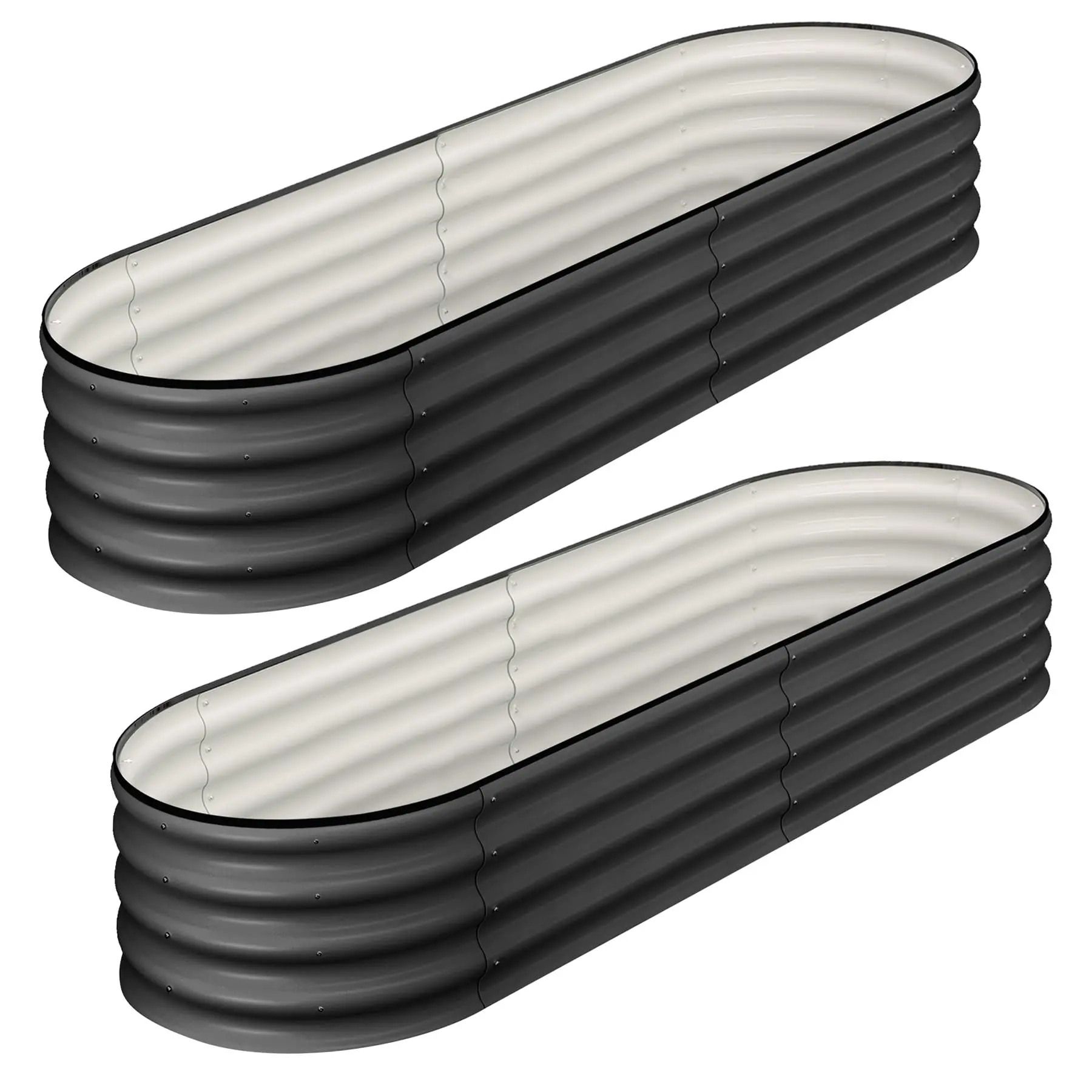 2 Pack Oval Galvanized Raised Garden Bed – 4.5x2x1FT Open Bottom Metal Planter Box for Vegetables, Flowers & Herbs – Outdoor Garden Bed for Yard, Patio, Greenhouse Elevated Planting Box